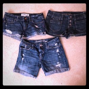 Bundle of three pairs of Jean shorts